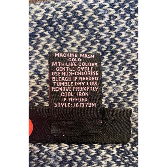 Cozy Boho Southwest Fringe Cardigan Sweater Open Front Waterfall Hem Blue Red L - Picture 8 of 8